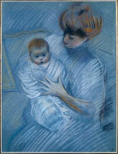 Macierzyństwo. Rysunek Paula Helleu (1859-1927), XX wiek. Portret matki z dzieckiem. Bayonne, Muzeum Bonnat autorstwa Paul Cesar Helleu