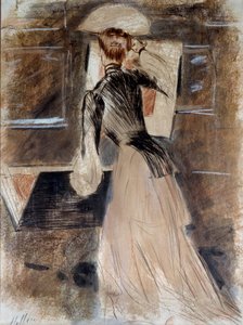 Pełnowymiarowy portret Madeleine Carlier. Paul Helleu (1859-1927), XX wiek. Bayonne, Muzeum Bonnat autorstwa Paul Cesar Helleu