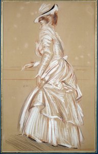 Portret kobiety w bieli. Rysunek Paula Helleu (1859 - 1927), XX wiek. Bayonne, Muzeum Bonnat autorstwa Paul Cesar Helleu