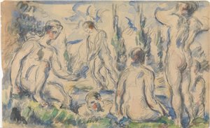 Kąpiący się (awers); Pejzaż (rewers) autorstwa Paul Cézanne