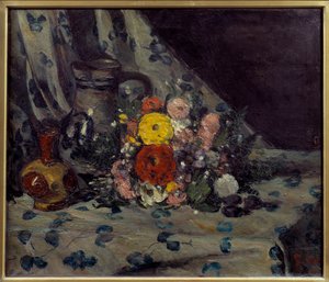 Bukiet z żółtą dalhią Obraz Paula Cezanne