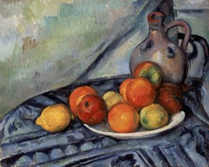 Owoce i dzbanek na stole autorstwa Paul Cézanne