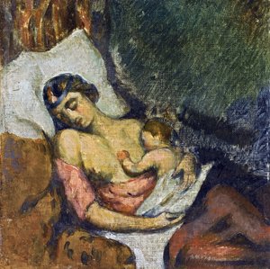 Hortense allaitant Paul - Kobieta karmiąca piersią swoje dziecko par Cezanne, Paul (1839-1906), ok. 1872 - Olej na płótnie, 23,2x23,2 - Kolekcja prywatna autorstwa Paul Cézanne