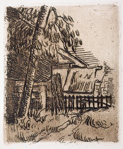 Krajobraz w Auvers, wejście na farmę przy rue St. Remy (akwaforta) autorstwa Paul Cézanne