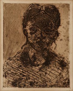 Dziewicza głowa. Grawerowanie Paula Cezanne