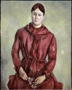 Portret Madame Cezanne w czerwonej sukience (olej na płótnie, ok. 1890) autorstwa Paul Cézanne