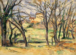 Drzewa i domy w pobliżu Jas de Bouffan autorstwa Paul Cézanne