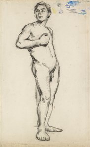 Akademickie studium aktu męskiego z prawą ręką zaciśniętą na piersi, 1865 autorstwa Paul Cézanne