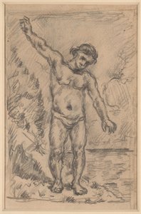 Kąpiący się z wyciągniętymi ramionami (recto); Studium drzewa (verso) autorstwa Paul Cézanne