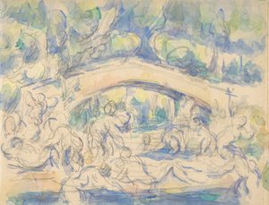 Kąpiący się pod mostem prosto, 1900-06. autorstwa Paul Cézanne