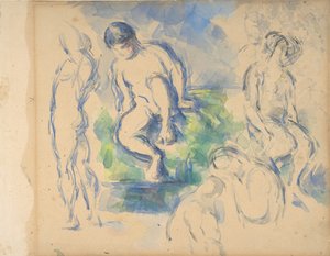 Kąpiący się prosto, Martwa natura odwrócona, ca. 1890 prosto - 1900 wers. autorstwa Paul Cézanne