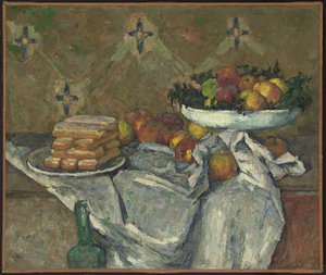 Miska na owoce i talerz herbatników, ok. 1877 (olej na płótnie) autorstwa Paul Cézanne
