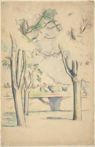 Mont Sainte-Victoire widziany za murem Jas de Bouffan autorstwa Paul Cézanne