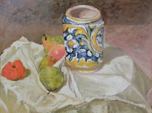 Martwa natura z włoskim ceramicznym słoikiem autorstwa Paul Cézanne