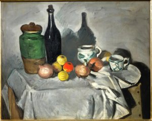 Martwa natura (owoce i potrawy) autorstwa Paul Cézanne