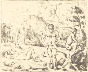 Kąpiący się (duży talerz) autorstwa Paul Cézanne