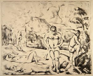 Kąpiący się, c.1898 (lito) autorstwa Paul Cézanne
