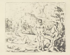 Duzi kąpiący się, 1896-97 autorstwa Paul Cézanne