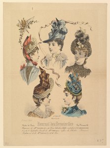 Kapelusze damskie, nr 4671, z Journal des Demoiselles, 1 kwietnia 1888. autorstwa Paul Deferneville