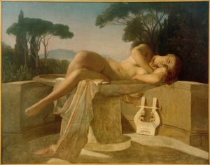 Młoda dziewczyna w kałuży wody autorstwa Paul Delaroche