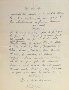List do Man Raya dotyczący osiągnięcia „Facile” autorstwa Paul Eluard