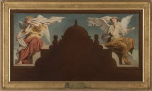Szkic do kościoła Saint-Etienne-du-Mont: Deux anges assis, w 1874 (olej na płótnie) autorstwa Paul-Felix Guerie