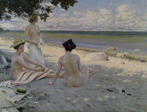 Na plaży (olej na płótnie)