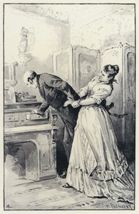 Ilustracja do Anny Kareniny: Karenina bierze w posiadanie listy żony (lito) autorstwa Paul Frenzeny