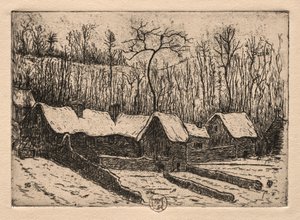 Sześć akwafort: Piekarnia kryty strzechą, Auvers, 1895.