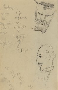 Brodaty mężczyzna i mężczyzna z profilu [verso] autorstwa Paul Gauguin