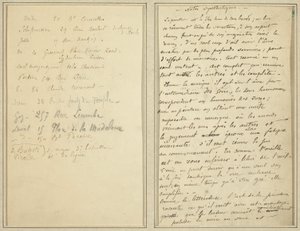 Lista adresów; Strona rękopisu [odbyt] autorstwa Paul Gauguin