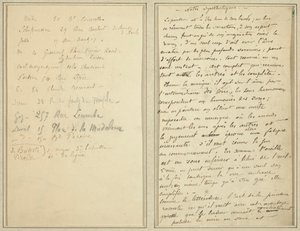 Lista adresowa; Strona rękopisu [recto] autorstwa Paul Gauguin