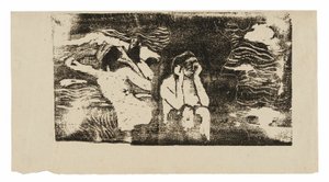 W Czarnych Skałach, ze zbioru późnych odbitek drewnopodobnych autorstwa Paul Gauguin