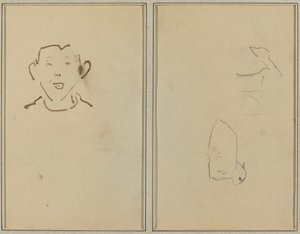 Twarz chłopca; Dwie owce [verso] autorstwa Paul Gauguin