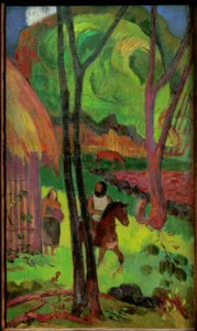 Jeździec przed chatą autorstwa Paul Gauguin
