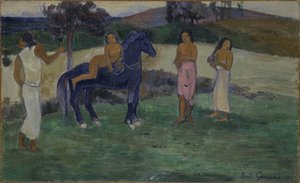 Kompozycja avec figures et un cheval - Kompozycja z figurami i koniem, Gauguin, Paul Eugene Henri (1848-1903). olej na płótnie autorstwa Paul Gauguin