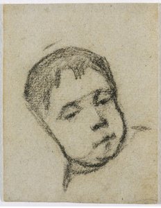 Emil Gauguin jako dziecko, głowa na poduszce, ok. 1875-76 (czarna kredka) autorstwa Paul Gauguin