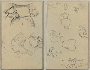 Cztery badania kobiet bretońskich; Kształty i wazony [verso] autorstwa Paul Gauguin
