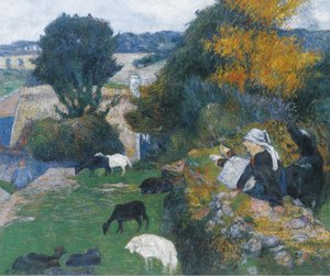 Francuski:  La bergère bretonne Bretońska pasterka autorstwa Paul Gauguin