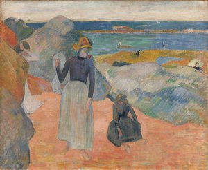 Francuski:  Sur la plage en Bretagne Na plaży autorstwa Paul Gauguin