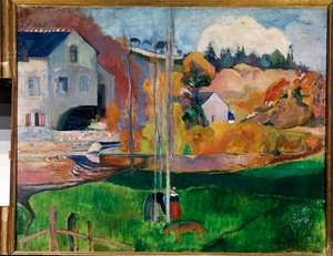 Pejzaż w Bretanii, młyn David (olej na płótnie) autorstwa Paul Gauguin
