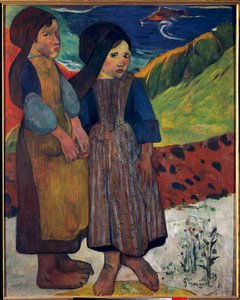 Mali Bretończycy przed morzem Obraz Paula Gauguina (1848-1903) 1889 Nd. 0,92 x 0,73 m. Tokio. Narodowe Muzeum Sztuki Zachodniej autorstwa Paul Gauguin