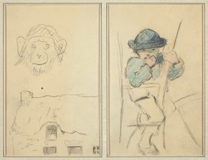 Małpa i domek; Mały bretoński chłopiec [rekto] autorstwa Paul Gauguin