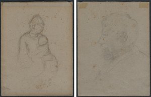 Matka z dzieckiem (recto); Popiersie mężczyzny z profilu (verso) autorstwa Paul Gauguin