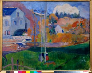 Krajobraz w Bretanii, młyn David (pejzaż w Bretanii, młyn David) Obraz Paula Gauguina (1848-1903) autorstwa Paul Gauguin