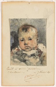 Portret dziecka, 7 lutego 1875 (akwarela na papierze naklejona na oryginalną wizytówkę) autorstwa Paul Gauguin