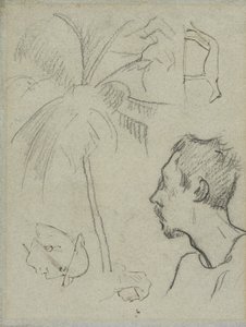 Profil Charlesa Lavala z palmą i innymi szkicami autorstwa Paul Gauguin
