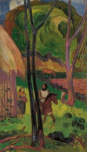 Jeździec przed chatą (Cavalier devant la case). 1902 autorstwa Paul Gauguin