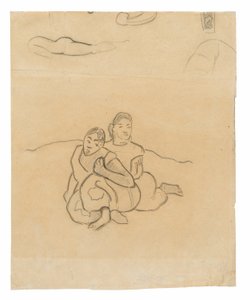 Siedzące kobiety Tahiti (związane z obrazem Nafea faa ipoipo [Kiedy wyjdziesz za mąż?]) i inne szkice autorstwa Paul Gauguin