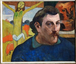 Autoportret z żółtym Chrystusem (obraz na płótnie) autorstwa Paul Gauguin